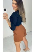 Bata Viscose Manga 7/8 C/ Botões - Preto