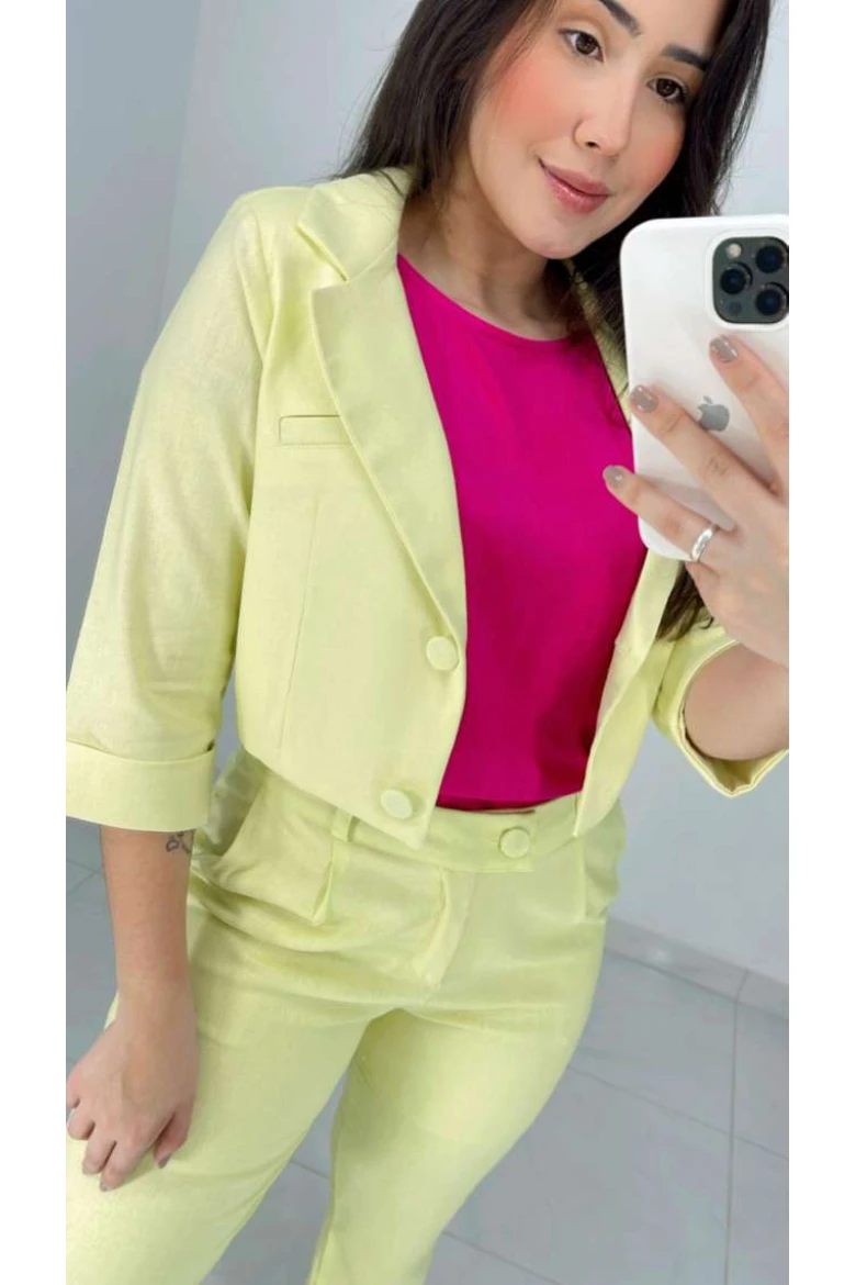 Blazer Curto De Linho - Citrus