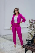 Blazer Curto De Linho - Fucsia