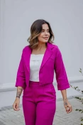 Blazer Curto De Linho - Fucsia