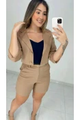 Blazer Curto De Linho - Nude