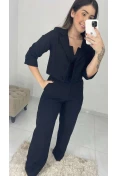 Blazer Curto Manga 3/4 Linho - Preto Blazer Curto Manga 3/4 Linho - Preto
