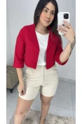 Blazer Curto Manga 3/4 Linho - Vermelho Blazer Curto Manga 3/4 Linho - Vermelho