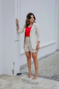 Blazer Manga 3/4 De Linho - Natural