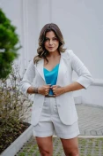 Blazer Manga 3/4 De Linho - Off white