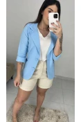 Blazer Manga 3/4 Linho - Azul claro Blazer Manga 3/4 Linho - Azul claro