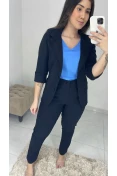 Blazer Manga 3/4 Linho - Preto