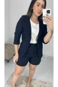 Blazer Manga 3/4 Linho - Preto