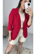 Blazer Manga 3/4 Linho - Vermelho Blazer Manga 3/4 Linho - Vermelho