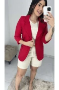 Blazer Manga 3/4 Linho - Vermelho