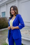 Blazer Manga 3/4 com Bolso Embutido - Azul bic