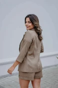 Blazer Manga 3/4 com Bolso Embutido - Caqui