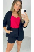 Blazer Manga 3/4 com Bolso Embutido - Preto