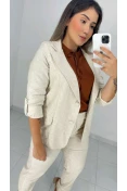 Blazer Manga Longa Linho - Natural