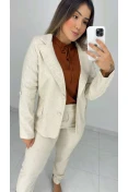 Blazer Manga Longa Linho - Natural