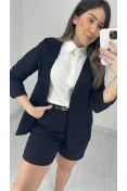 Blazer Manga Longa Linho - Preto