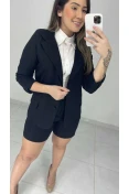 Blazer Manga Longa Linho - Preto