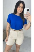 Blusa Básica Viscolinho - Azul