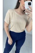 Blusa Básica Viscolinho - Bege Blusa Básica Viscolinho - Bege