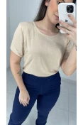Blusa Básica Viscolinho - Bege