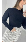 Blusa Cropped Tricot Modal - Preto