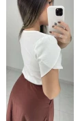 Blusa Decote V Manga Tulipa - Of white