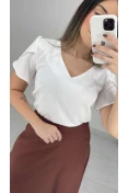 Blusa Decote V Manga Tulipa - Of white