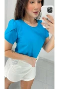 Blusa Manga Tulipa - Azul piscina