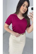 Blusa Gola Polo Viscose - Magenta