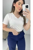Blusa Gola Polo Viscose - Of white