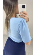 Blusa Manga Curta Básica Duna - Azul claro