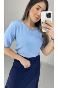 Blusa Manga Curta Básica Duna - Azul claro