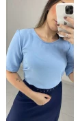 Blusa Manga Curta Básica Duna - Azul claro