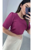Blusa Manga Curta Básica Duna - Fucsia