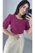Blusa Manga Curta Básica Duna - Fucsia
