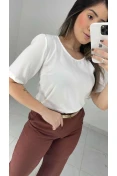Blusa Manga Curta Básica Duna - Of white
