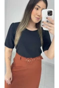 Blusa Manga Curta Básica Duna - Preto