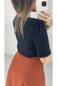 Blusa Manga Curta Básica Duna - Preto