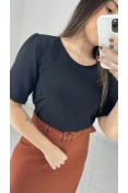 Blusa Manga Curta Básica Duna - Preto