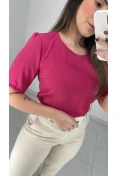 Blusa Manga Curta Básica Duna - Rosa pink
