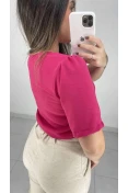 Blusa Manga Curta Básica Duna - Rosa pink