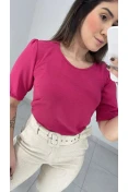 Blusa Manga Curta Básica Duna - Rosa pink