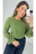 Blusa Manga Longa Busto Redondo - Verde militar