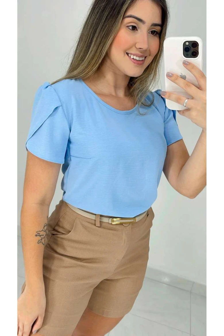 Blusa Manga Tulipa - Azul bebe