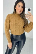 Blusa Tricot Trança - Caramelo