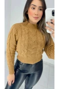 Blusa Tricot Trança - Caramelo