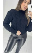 Blusa Tricot Trança - Preto