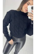 Blusa Tricot Trança - Preto