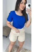 Blusa Viscolinho Detalhe Viés - Azul