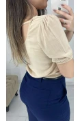 Blusa Viscolinho Detalhe Viés - Bege